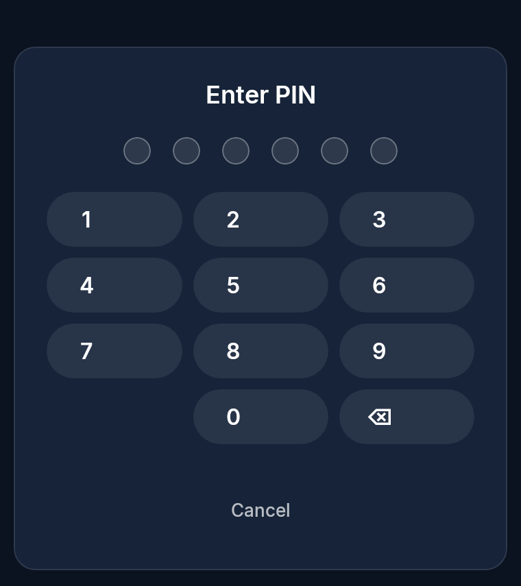 The Box Seats PIN keypad asking for a six-digit PIN